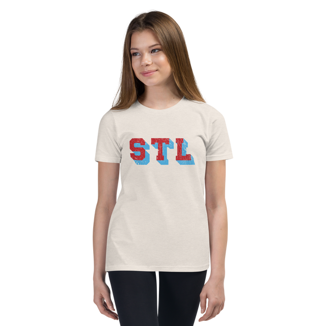 STL Block Shadow Red/Light Blue Youth T-Shirt