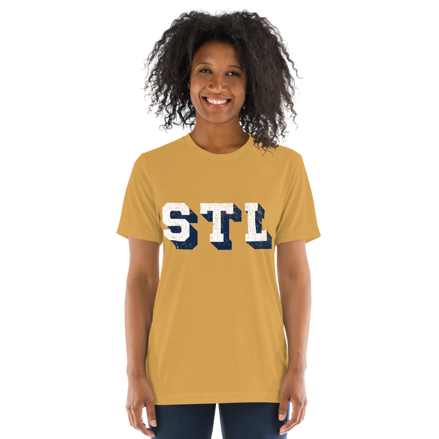 STL Block Shadow White/Navy Blue T-Shirt