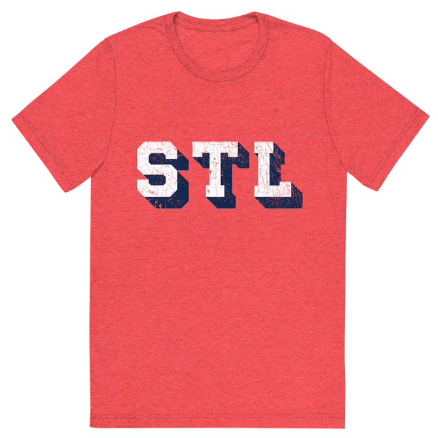 STL Block Shadow White/Navy Blue T-Shirt