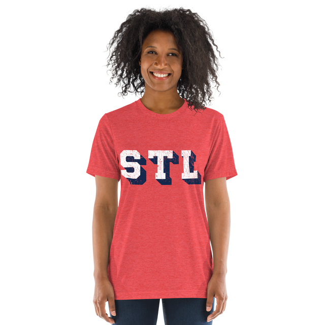 STL Block Shadow White/Navy Blue T-Shirt