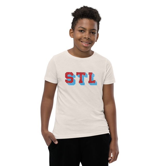 STL Block Shadow Red/Light Blue Youth T-Shirt