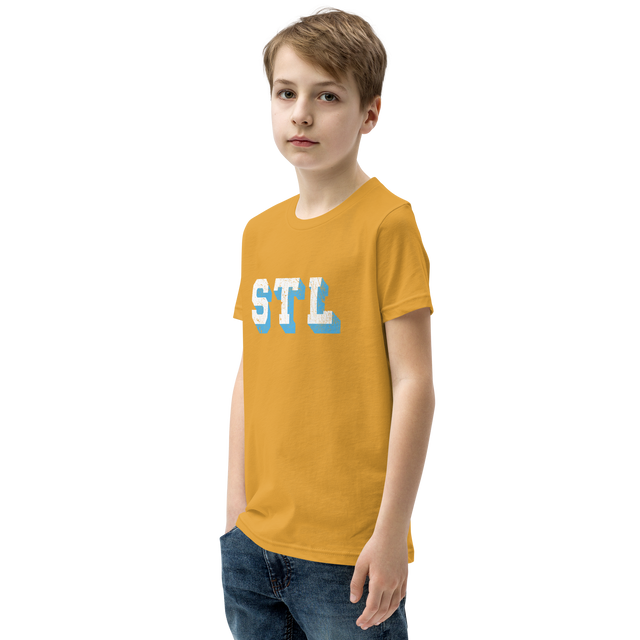 STL Block Shadow White/Light Blue Youth T-Shirt