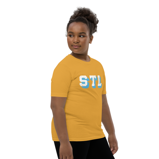 STL Block Shadow White/Light Blue Youth T-Shirt