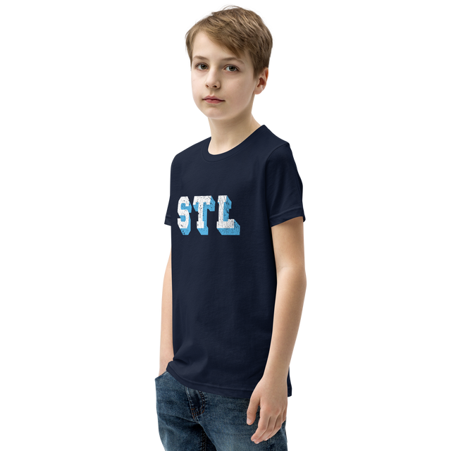 STL Block Shadow White/Light Blue Youth T-Shirt