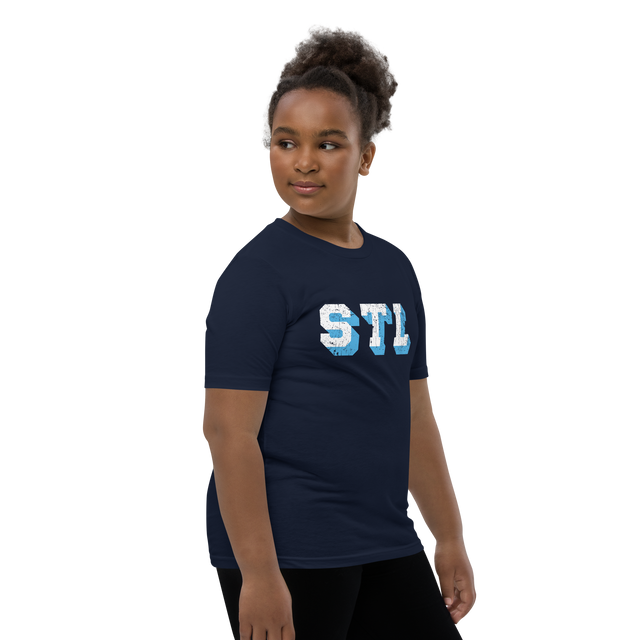 STL Block Shadow White/Light Blue Youth T-Shirt