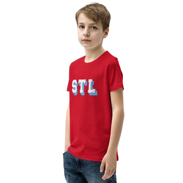 STL Block Shadow White/Light Blue Youth T-Shirt